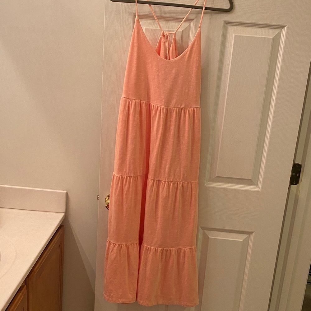 Old Navy Peach Tiered Midi Dress